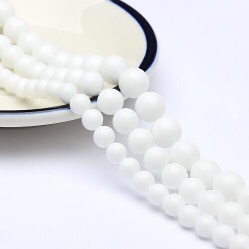 High quality Pure white natural Stone 4mm 6mm 8mm 10mm 12mm Bead Pick Size Loose Bead For Handmade DIY charm bracelets Jewelry