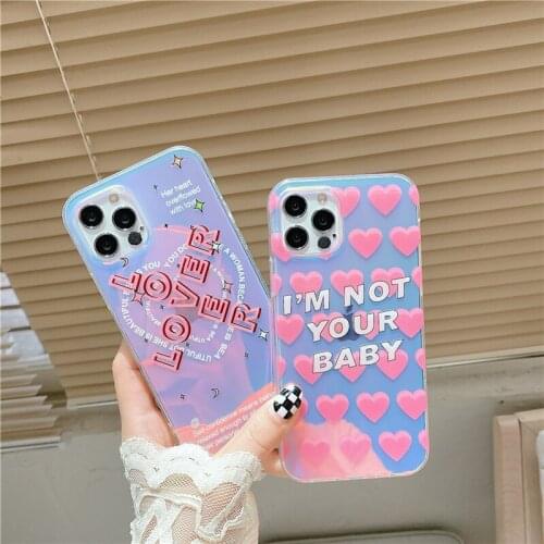 Colorful Clear Cute Love Heart Words Case For iPhone 12 11 Pro XS Max 8 7 Plus Soft IMD Transparent For iPhone X XR SE 2020