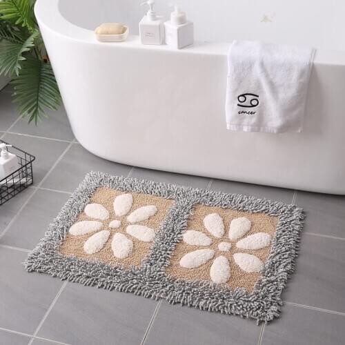 Cotton Handmade Floor Mat Area Carpet For Indoor Living Room Balcony Rugs Non-slip Absorbent Bath Mat Machine Wash Doormat