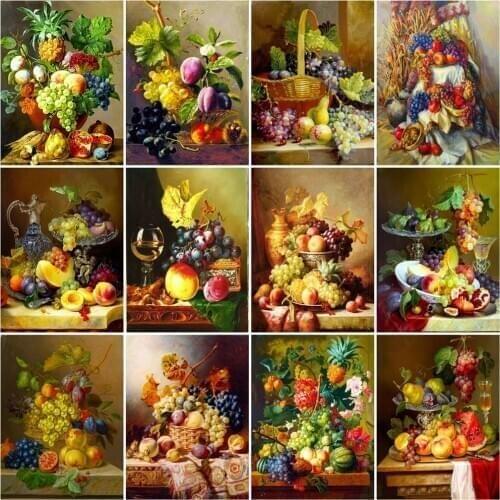 HUACAN Diamond Painting Fruit Cross Stitch Diamond Embroidery Basket Mosaic Rhinestones Picture Kitchen Home Decor