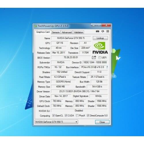 H05A Gaming Graphic Card for NVIDIA GTX 550 Ti GDRR5 PCI-E2.0 128 Bit w/HDMI/VGA/DVI