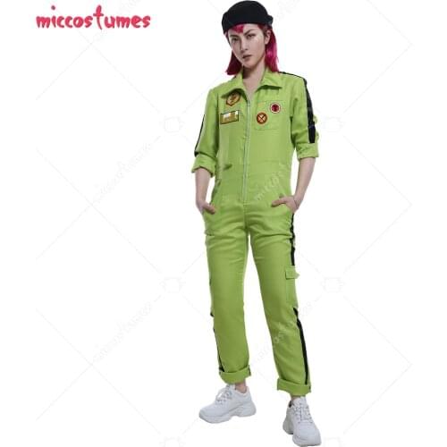 Danganronpa Kazuichi Souda Cosplay Costume Bright Green-yellow Jumpsuit