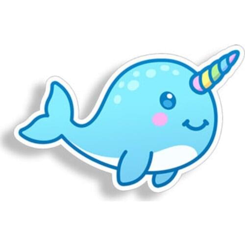 Cute narwhal unicorn sticker smiley whale car laptop cooler cup window bumper decal