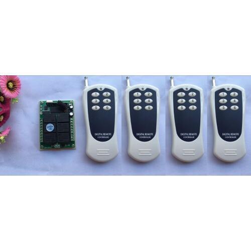 MITI DC 12V 6CH channel RF Wireless Remote Control Switch & Remote Control System 1pcs receiver and 4pcs transmitters