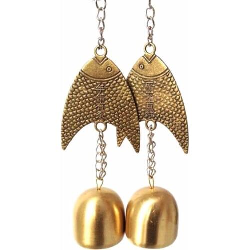 Fashion Windchimes Copper Wind Bells Fish Every Year Ornaments Safe Car Parts Metal Crafts