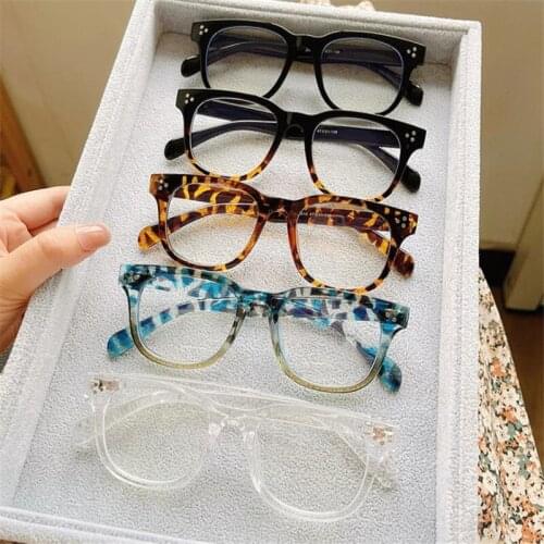 Fashion Anti-Blue Glasses Women & Men Optical Eyewear Rice Nails Eyeglasses Unisex Square Frame Anti-UV Spectacles