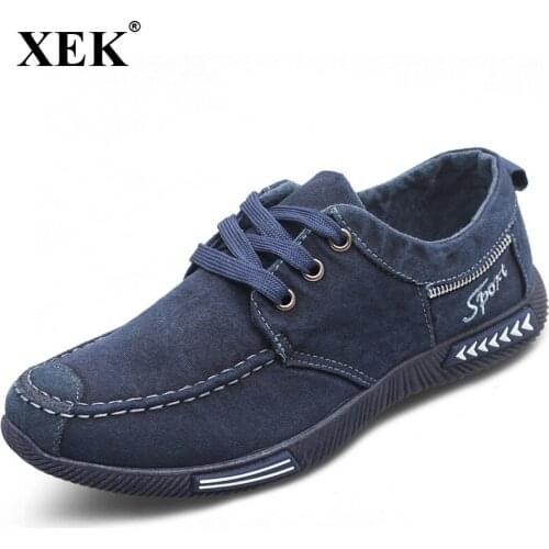XEK Canvas Men Shoes Denim Lace-Up Men Casual Shoes New 2018 Plimsolls Breathable Male Footwear Spring Autumn WFQ85