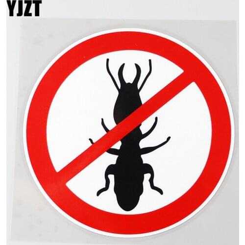 YJZT 11.9CM×11.7CM Beware Termites Ban Stop Warning PVC Car Sticker Decal 12C-0371