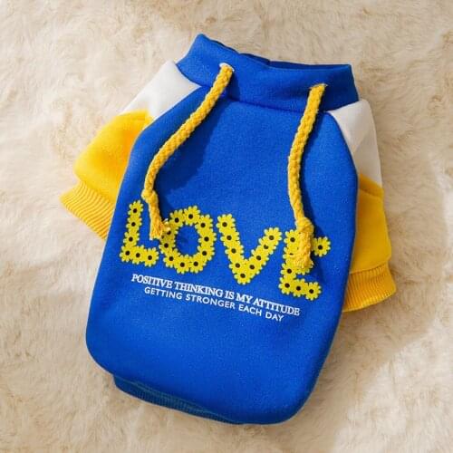 Pet Dog Clothes Letter LOVE Hoodies Clothes Dogs Love Authentic Super Small Clothing Cute Daisy Print Spring Autumn Ropa Perro