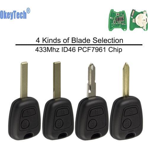 OkeyTech 2PCS Remote Key for Citroen C3 C4 C5 Berlingo Xsara Picasso X7 Peugeot 206 407 3008 SX9 Blade 433Mhz ID46 PCF7961 Chip