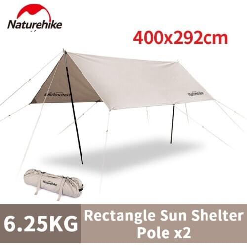 Naturehike Cotton Square Sun Shelter 3-4 Persons 4.25kg Aluminium Alloy Pole Waterproof PU 1000mm Camping Tent HIking Picnic