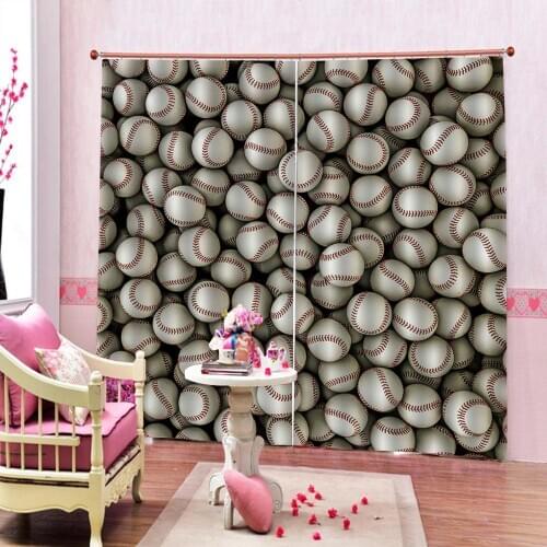 Custom any size Soccer Curtains Balls Football 3D Window Curtains for Living Room Bedroom Kitchen Blackout Curtains
