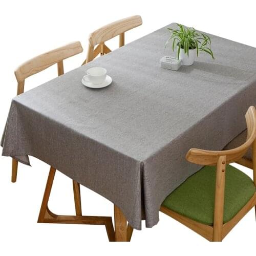 Simple Waterproof Plain Tablecloth Solid Color Decent Grey Table Cloth Wedding Home Decoration Banquet Rectangular Cover Cloth