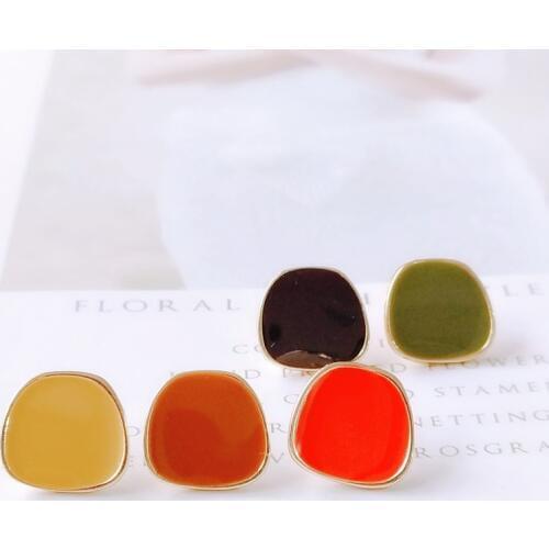 Enamel Trapezoid Alloy Stud Earring Finding Components Eardrop Simple Style DIY Jewelry Accessories Handmade Materials 6pcs