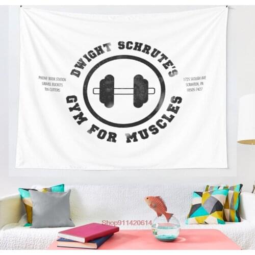 Dwight Schrute s Gym for Muscles tapestry Wall Hanging Decor Coverlet Bedding Sheet Throw Bedspread Living Room Tapestries