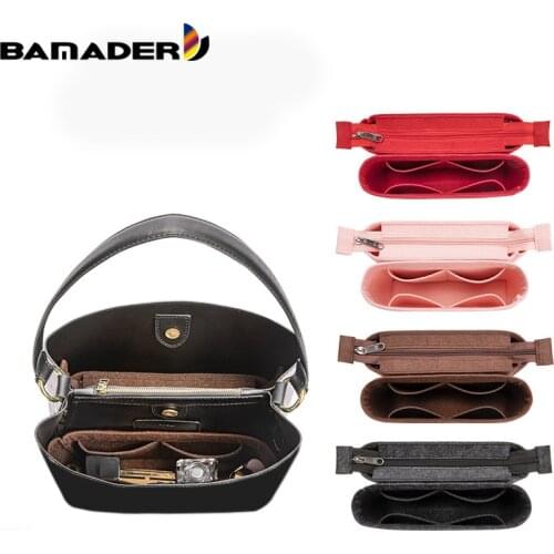 BAMADER Felt Cloth Liner Insert Bag Make Up Organizer Cosmetic Bag Fit For Brand Handbags Two Into One Large Capacity Bag Liner