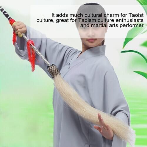 Taichi Buddhist Taoist Fuchen Horsetail Whisk Handle Tail For Taoism Culture Enthusiasts And Martial Arts Performer