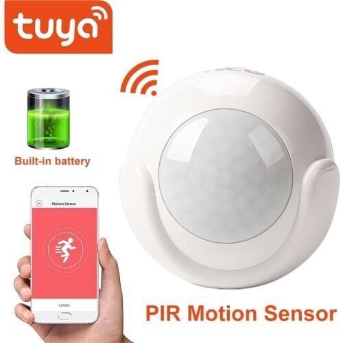 Tuya Mini WIFI PIR Motion Sensor Human Body Sensor Wireless Infrared Detector built-in battery Hole-free installation Smart Home