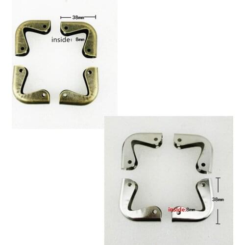 Book Scrapbooking Albums Menus Corner Protectors Metal Corners For Books,4 holes,38*38mm,Inside size 8mm,Bronze Tone/White,40PCs
