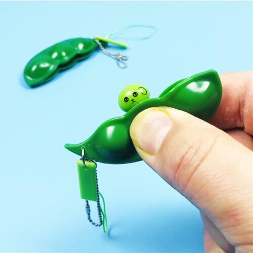 Green Funny soybean Keychain Infinite Squeeze Edamame Peas Pop It Fidget Beans Squeeze Anti Stress Adult Figet Stress Toy gift