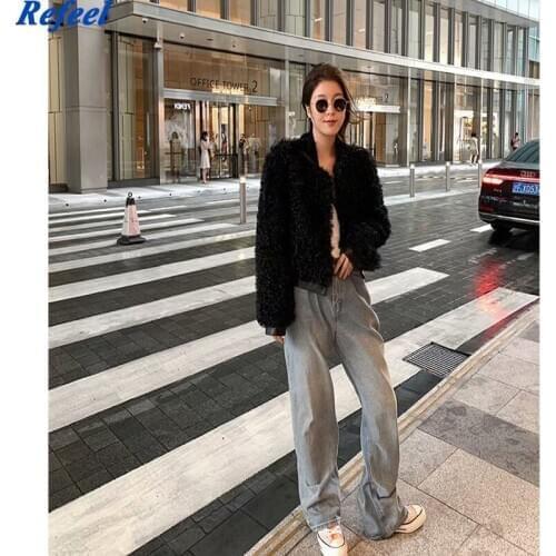 Za Womens Teddy Coats Bomber Cropped Jackets Mujer Black Femme Winter Warm 2020 Outerwear Elegant Overcoat Long Sleeves