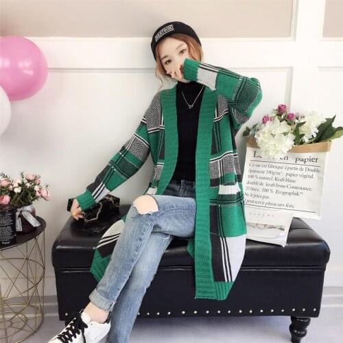Womens Winter 2020 New Fashionable Casual Loose Sweater Female Autumn Cardigans V Neck Long Sleeve Knitted Korean Coat Q19