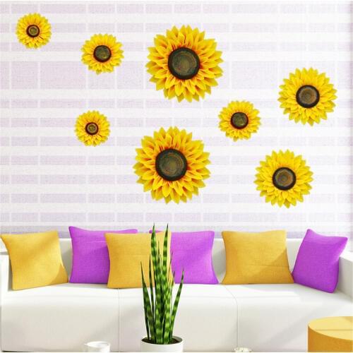 1PC Simulation flower family fake flower Three-dimensional Sunflower For Home bedroom aisle TV Background Wall Flower Decoration