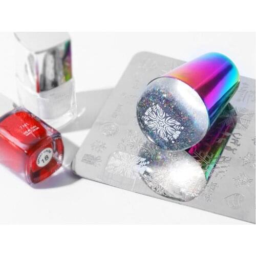 1PCS Colorful Nail Art Decoration Seal Stamp Transparent Silicone Template Seal Stamp with Cover DIY Nail Art Manicure Tools