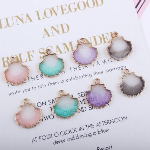 10pcs/lot 16*17mm Mixed Color Shell Enamel Charms Drop Oil Pendant DIY Accessories For Jewelry Making Findings