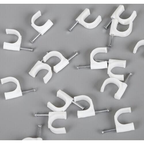 100pcs 6mm Round Steel Nail Cable Wire Wall Hanging Screw Clips Cable Clip For RG59 RG6 White High Quality Low Price Favorable
