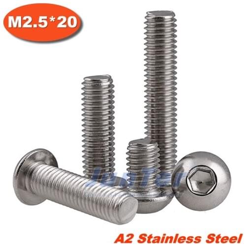 1000pcs/lot ISO7380 M2.5*20 Stainless Steel A2 Button Head Socket Screw