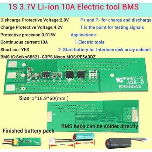 1S 10A 4.2V lipo lithium Polymer BMS/PCM/PCB battery protection circuit board for 1 Packs 18650 Li-ion Battery Cell