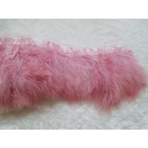 2Yards/lot-CORAL Turkey Marabou Feather Trim Fringe for Dress Up Show Christmas Feather Trim,Skin Pink Feather Fringe