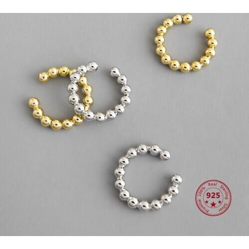 2020 New Design Chic 925 sterling Silver Small Round Bead Ear Clip Beaded Ear Buckle Simple Fashion Womens Jewelry