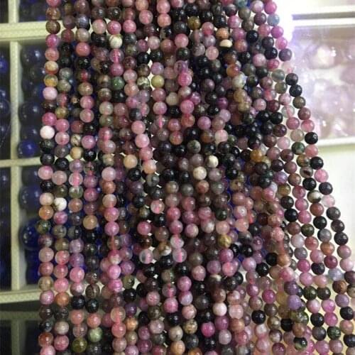 5mm multicolor natural tourmaline stone jaspers round loose beads fit diy bracelet necklace charms jewelry findings 15inch B3445