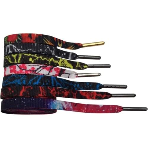 60-180cm Hot Shoestring Tops Silk Screen Printing Flat Galaxy Shoelaces For Dress Shoes Personalized Replacement Laces