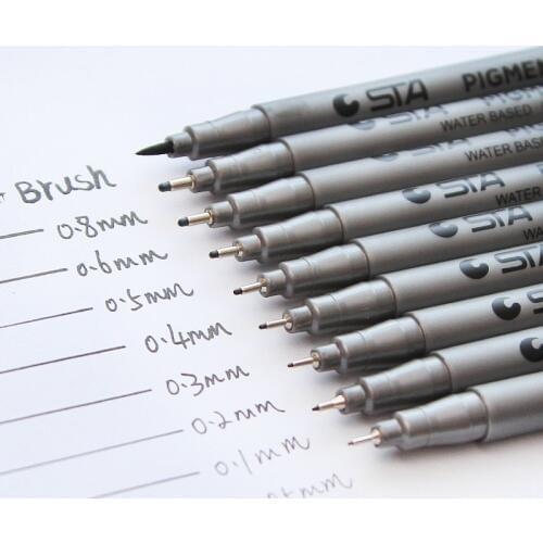9 Pcs/lot Sketch Markers Art Marker Pen Different Tip Sizes Pigment Liner Water Based Pen for Drawing Handwriting Stationery