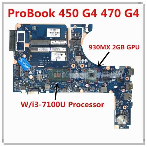 907713-601 907713-001 For HP 450 G4 470 G4 Laptop Motherboard DA0X83MB6H0 With i3-7100U 930MX 2GB GPU DDR4 MB 100% Tested