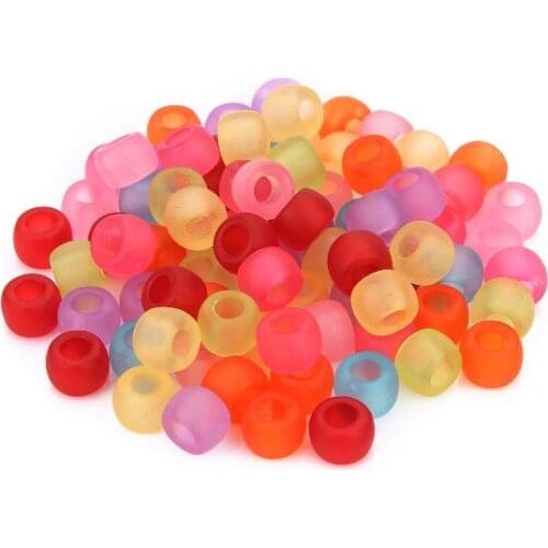200pcs Acrylic solid Matte color round beads plastic solid color beads DIY Accessories clothing loose beads large hole