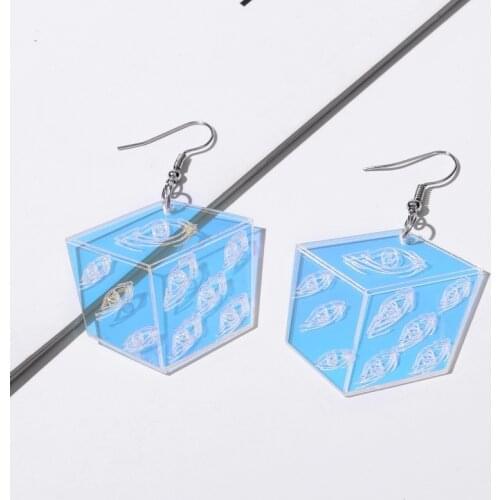 Acrylic round three-dimensional rainbow colorful eye earrings