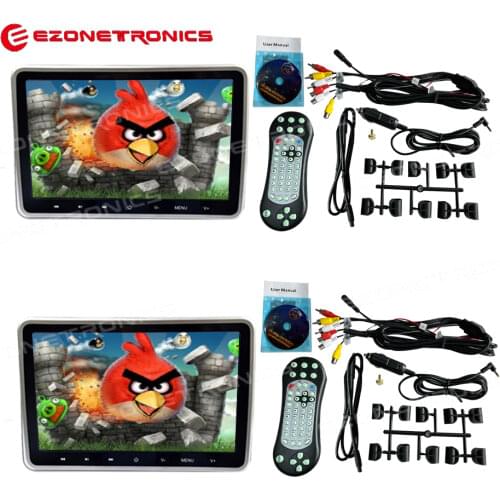 2PCS 10.1Inch Car Headrest Monitor DVD Video Player USB/SD/HDMI/IR/FM TFT LCD Screen Touch Button Game Remote Control MP4 Stereo