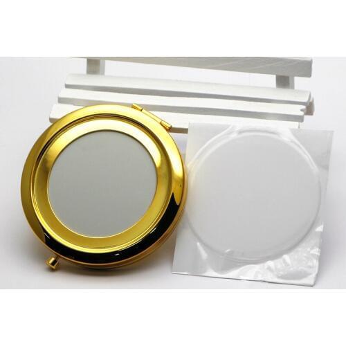 Blank Compact Mirror with Resin Epoxy Sticker Gold Color #18410-2