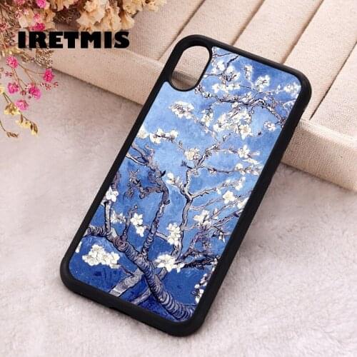 Iretmis 5 5S SE 2020 Phone Cover Case for iPhone 6 6S 7 8 Plus X Xs XR 11 12 Mini Pro Max Vincent Van Gogh Almond Blossoms Blue