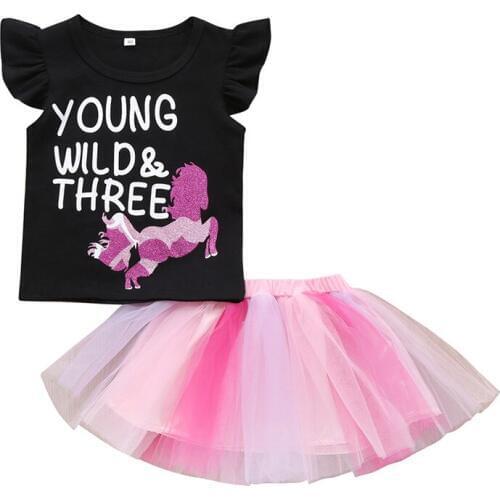 Childrens Suit Two Suits of Sleeveless Alphabet pony net Yarn Skirt and Short Skirt Suit for Small and Medium Girls in Summe 35