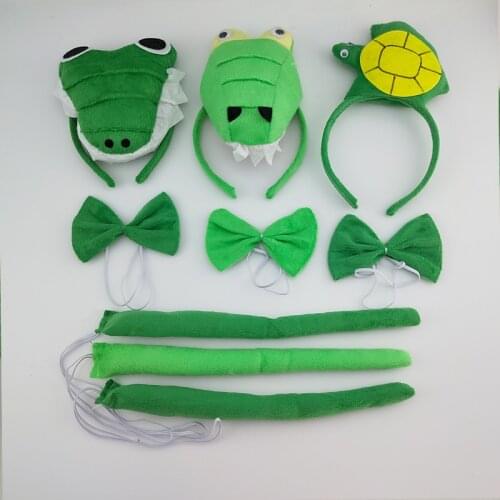 New Animal Green Dinosaur 3D Headband Tail Tie 3pcs Set Children Adult Costume Party Props Cosplay Costume Halloween Christmas
