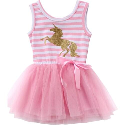 Children Baby Girls Dress 2021 Unicorn Baby Girls Princess Dress Party Birthday Tutu Tulle Dresses Summer Clothes
