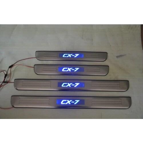 For Mazda CX7 2008-2016 stainless steel Car LED door cover outside door sill plate Scuff Plate/Door Sill Door Sill