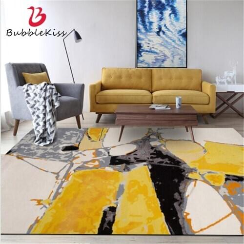 European And American Abstract Oil Painting Yellow Carpet Carpets For Living Room Non-slip And Anti-wrinkle Floor Mats Area Rug