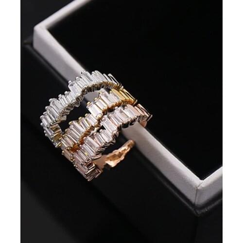 Hot Sale Gorgeous Very Shiny Irregular CZ Diamonds Ring,Open Finger Rings,AAA Cubic Zirconia,High Quality,For Women