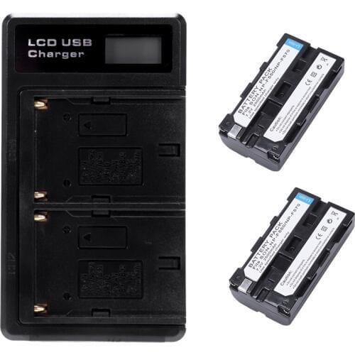 HFES 2 Pcs Np-F550 Battery And Lcd Dual Battery Usb Charger For Sony Np-F550 Battery,Compatible With Sony Np-F330,F550,F570 And